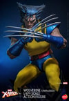 Knee-high shot of Wolverine (Unmasked), leaning back on his right leg with claws crossed in front of his chest and head down. (Prototype Shown) View 6