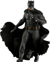 Full-body shot of Batman (2.0) in his full suit, right leg forward, holding a batarang in his right hand and a pistol up with his left, looking right. (Prototype Shown) View 25
