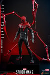 Full-body shot of Peter Parker (Superior Suit) in a powerful wide stance, showcasing his metallic red pincers curled in around him for a dynamic pose. (Prototype Shown) View 4
