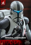 Close-up shot of Imperial Commando™ holding a thermal detonator in his right hand, showcasing intricate armor detailing and weathering effects. (Prototype Shown) View 5