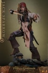 Full body shot of Jack Sparrow (Deluxe Version) standing on a display base, with his right foot perched up, pointing his sword forward, and gesturing with his left hand. (Prototype Shown) View 7