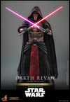 Full body shot of Darth Revan™ (Special Edition) standing on a display base, crossing a red and purple lightsaber in front of his body. Exclusive Edition (Prototype Shown) View 15