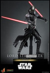 Full-body shot of Lord Starkiller™, standing on a display base, wielding two backward-held lightsabers at his sides, showcasing his menacing masked face. Collector Edition (Prototype Shown) View 5