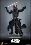 Full-body shot of Lord Starkiller™, lunging backward with a lightsaber held above his head in his right hand and his left palm extended forward. Collector Edition (Prototype Shown) View 9
