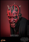 Close-up portrait of Darth Maul (Special Edition) showcasing his menacing face with red and black facial markings, yellow and black teeth, and deep red eye pupils. (Prototype Shown) View 13