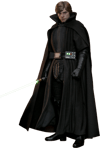 Full-body shot of Luke Skywalker™ (Dark Empire) wearing a black cloak, holding a green lightsaber. (Prototype Shown) View 17