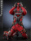 Deadpool Sixth Scale Action Figure by Hot Toys, kneeling on the ground with hands on head, accompanied by Babypool and Peggy. Collector Edition (Prototype Shown) View 3