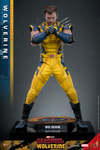 Wolverine Sixth Scale Action Figure by Hot Toys: in damaged suit, no mask, legs wide apart, fists and claws crossed in front of chest. (Prototype Shown) View 8