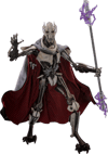 Full-body shot of General Grievous™ lunging forward, gesturing with his right hand, wielding an electrostaff with lightning effects, and wearing a red cape. Collector Edition (Prototype Shown) View 17