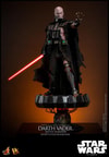 Left angle shot of Darth Vader™ (Battle Damaged) unmasked, displayed on a base, holding a lightsaber in his right hand, and extending his mechno left arm. Collector Edition (Prototype Shown) View 6