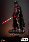 Left side view of Darth Vader™ (Battle Damaged) in full suit, displayed on a base, holding a lightsaber in his right hand with his mechno left arm at his side. Collector Edition (Prototype Shown) View 11