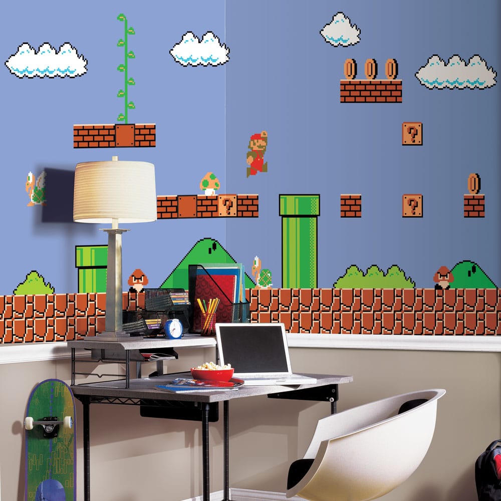 Super Mario Retro Wallpaper Mural By Roommates Sideshow Collectibles
