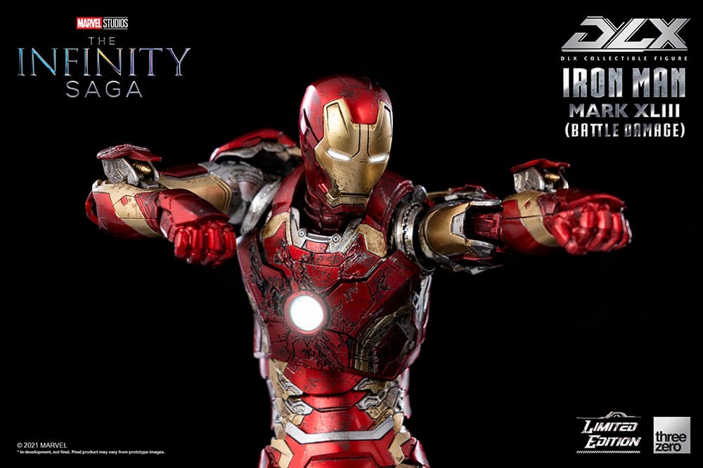 DLX Iron Man Mark 43 Battle Damage Collectible Figure by Threezero 