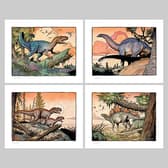  William Stout Dinosaur Series: The Jurassic Era (Set of 4) Collectible