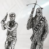  Han Solo & Chewbacca Bishop Chess Piece Pair Collectible
