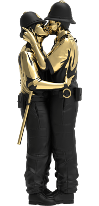 Mighty Jaxx Kissing Coppers (Gold Rush Edition) Polystone Statue