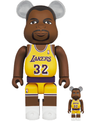 Medicom Toy Be@rbrick Magic Johnson (Los Angeles Lakers) 100% and 400% Bearbrick
