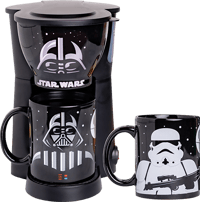 Uncanny Brands, LLC Darth Vader and Stormtrooper Single Cup Coffee Maker with Two Mugs Kitchenware
