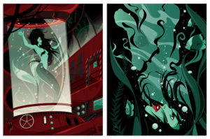 Project Poseidon & Lady of the Lake (Set of 2) Mike Mahle Art Print Image