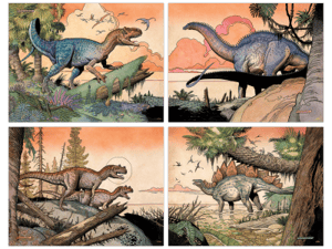 William Stout Dinosaur Series: The Jurassic Era (Set of 4) Art Print