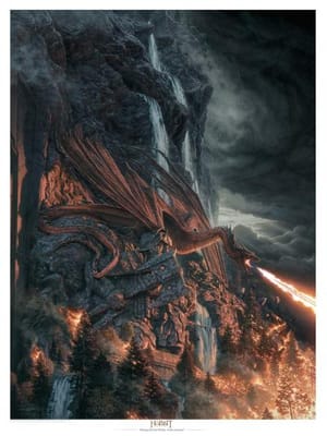Smaug the Fire-Drake: A Dire Menace! The Lord of the Rings Art Print Image