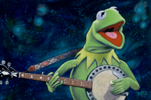 Kermit and His Banjo Disney Art Print Image
