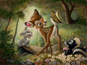 Bambi's First Butterfly Disney Art Print Image