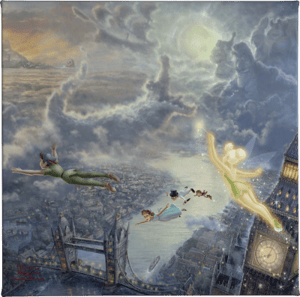 Tinker Bell and Peter Pan Fly to Never Land Disney Art Print Image