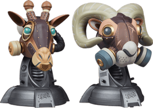 Ram and Giraffe Designer Collectible Bust