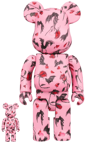 Be@rbrick Kidill × Eri Wakiyama Bat & Rose Pink 100% & 400% Eri Wakiyama Designer Toy Image