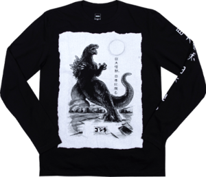 Godzilla Black Long Sleeve T Shirt