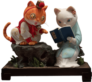 Bao and Dai Cat Dream of the Red Chamber Figurine Image