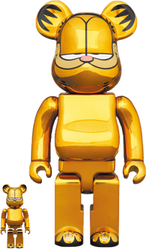 Bearbrick Garfield (Gold Chrome Version) 100% and 400% Bearbrick