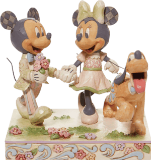 White Woodland Mickey and Minnie Disney Figurine Image