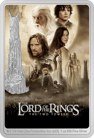 The Lord of the Rings: The Two Towers Movie Poster 1oz Silver Coin The Lord of the Rings Silver Collectible Image