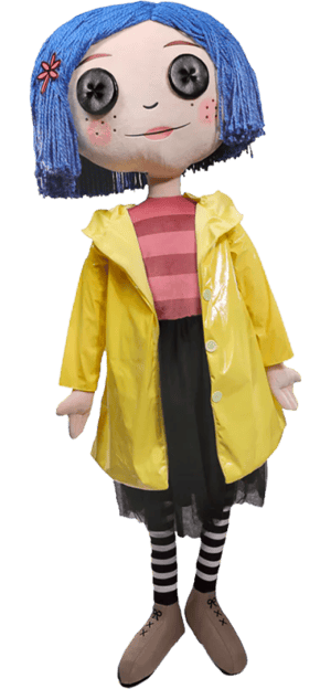 Coraline with Button Eyes Life-Size Plush Coraline Collectible Doll Image