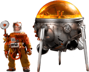 Astronaut and Sputnik 1 Coal Dog Collectible Set Image