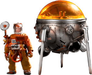 Astronaut and Sputnik 1 Coal Dog Action Figure Image