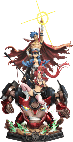 Kamina, Simon & Yoko with Lagann Tengen Toppa Gurren Lagann Quarter Scale Statue Image