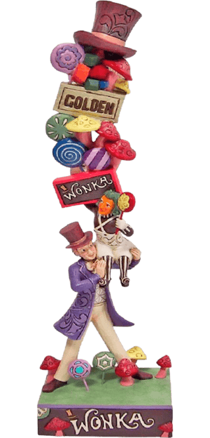 Willy Wonka with Stacked Icons Willy Wonka and the Chocolate Factory Figurine Image