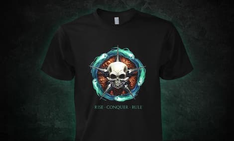 Gallery Feature Image of Rise Conquer Rule Process Print T-shirt Apparel - Click to open image gallery