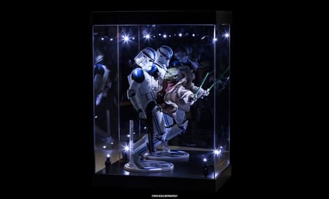ELITE E-01 GLOSS WHITE 8 LED LIGHTED FIGURE STATUE DOLL DISPLAY CASE FOR 1/6 SCALE FIGURES AND MOST FIGURES UP TO 16 INCHES TALL 