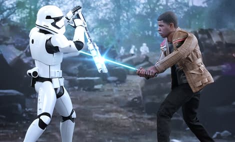 Gallery Feature Image of Finn and First Order Riot Control Stormtrooper Sixth Scale Figure - Click to open image gallery