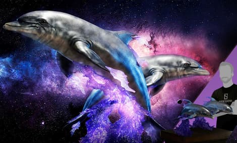 Gallery Feature Image of Space Dolphins Statue - Click to open image gallery