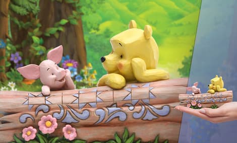 Gallery Feature Image of Pooh and Piglet by Log Figurine - Click to open image gallery