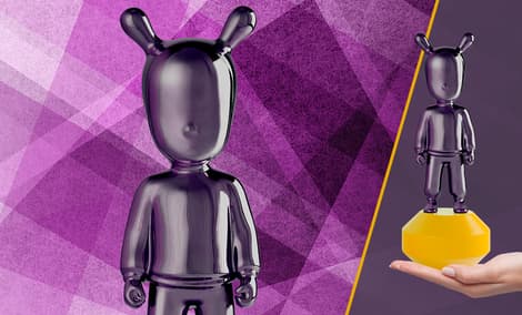 Gallery Feature Image of The Guest Little Purple on Yellow Figurine - Click to open image gallery