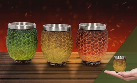 Gallery Feature Image of Drogon, Rhaegal, Viserion Dragon Egg Shot Glasses Collectible Drinkware - Click to open image gallery