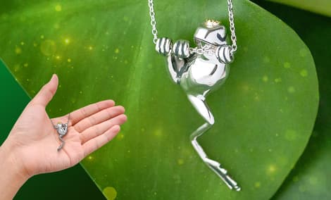 Gallery Feature Image of Crowned Frog Necklace Jewelry - Click to open image gallery