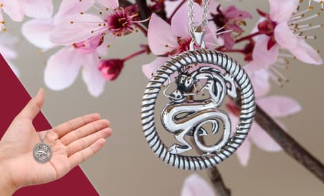 Gallery Feature Image of Mushu Medallion (Silver) Necklace Jewelry - Click to open image gallery