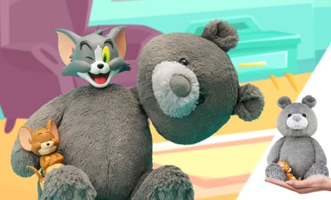 Gallery Feature Image of Tom and Jerry Plush Teddy Bear (Charcoal Gray) Collectible Figure - Click to open image gallery